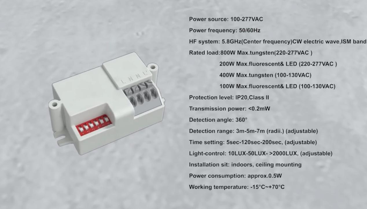PDLUX မှ PD-MV1031 - 5.8GHz 360 ° Microwave Microwave Microwave Microwave Microwave Motion Motion Sensor