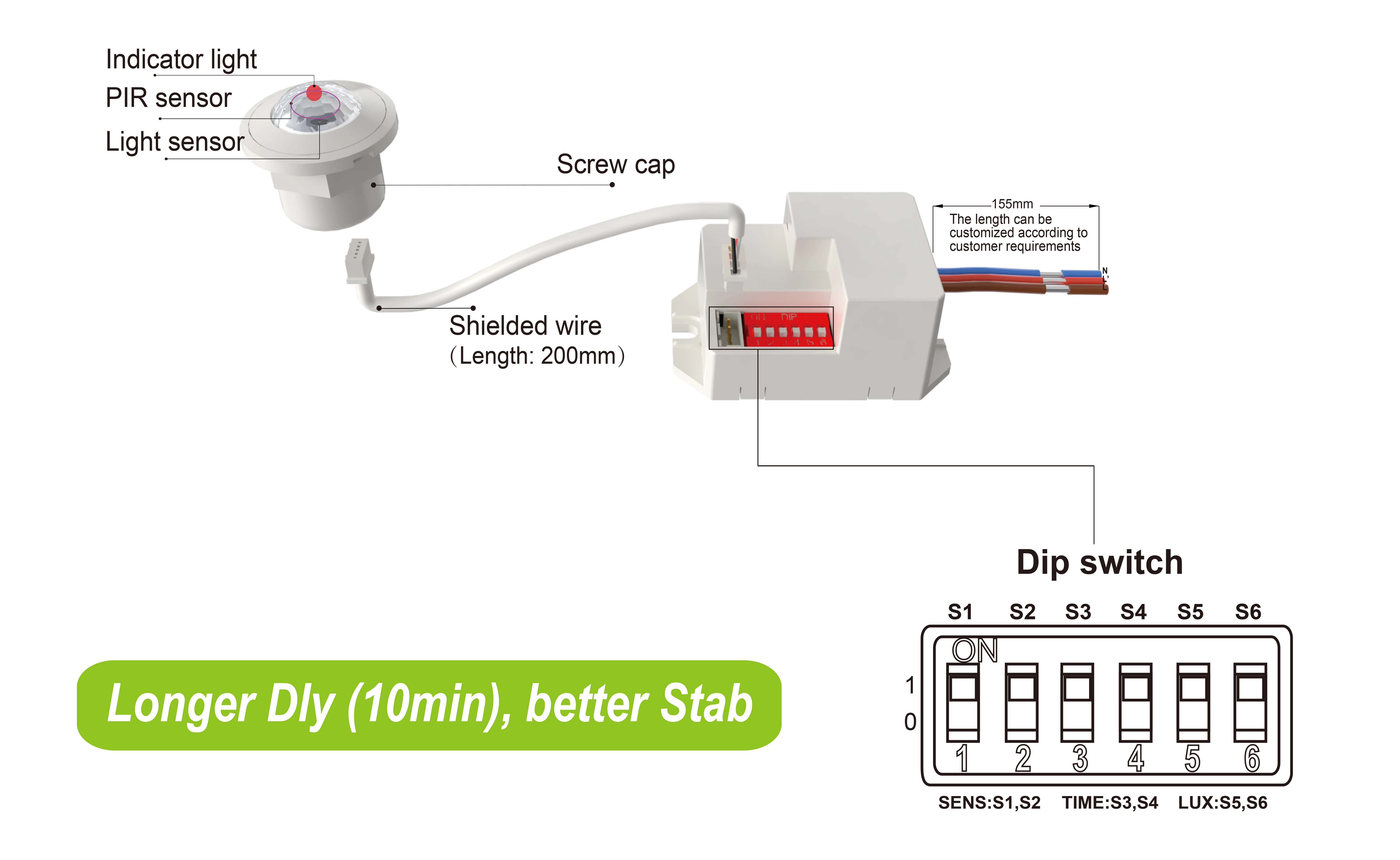Pdlux သည် PD-PIR-M15Z-A PIR Motion Sensor ကို 10 မိနစ်အထိ နှောင့်နှေးပြီး တည်ငြိမ်မှုကို မြှင့်တင်ပေးသည်